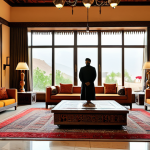 A diverse group of adults, fully clothed in modest, professional attire, are engaging in a beautifully designed art hotel lobby. The lobby showcases rich local Pakistani cultural elements, featuring intricate Balochi embroidery on textiles, elegant hand-carved wooden sculptures, and traditional pottery. Natural light streams through large windows, illuminating the warm, earthy tones of the decor, which includes stone and reclaimed wood. The atmosphere is inviting and authentic. safe for work, appropriate content, perfect anatomy, correct proportions, natural pose, well-formed hands, proper finger count, professional photography, high quality, family-friendly.