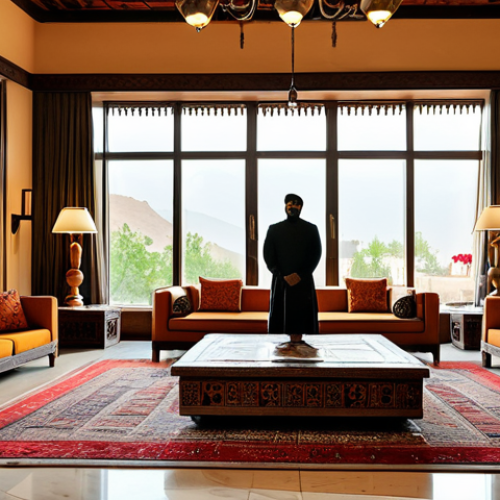 Home 18 A diverse group of adults, fully clothed in modest, professional attire, are engaging in a beautifully designed art hotel lobby. The lobby showcases rich local Pakistani cultural elements, featuring intricate Balochi embroidery on textiles, elegant hand-carved wooden sculptures, and traditional pottery. Natural light streams through large windows, illuminating the warm, earthy tones of the decor, which includes stone and reclaimed wood. The atmosphere is inviting and authentic. safe for work, appropriate content, perfect anatomy, correct proportions, natural pose, well-formed hands, proper finger count, professional photography, high quality, family-friendly.